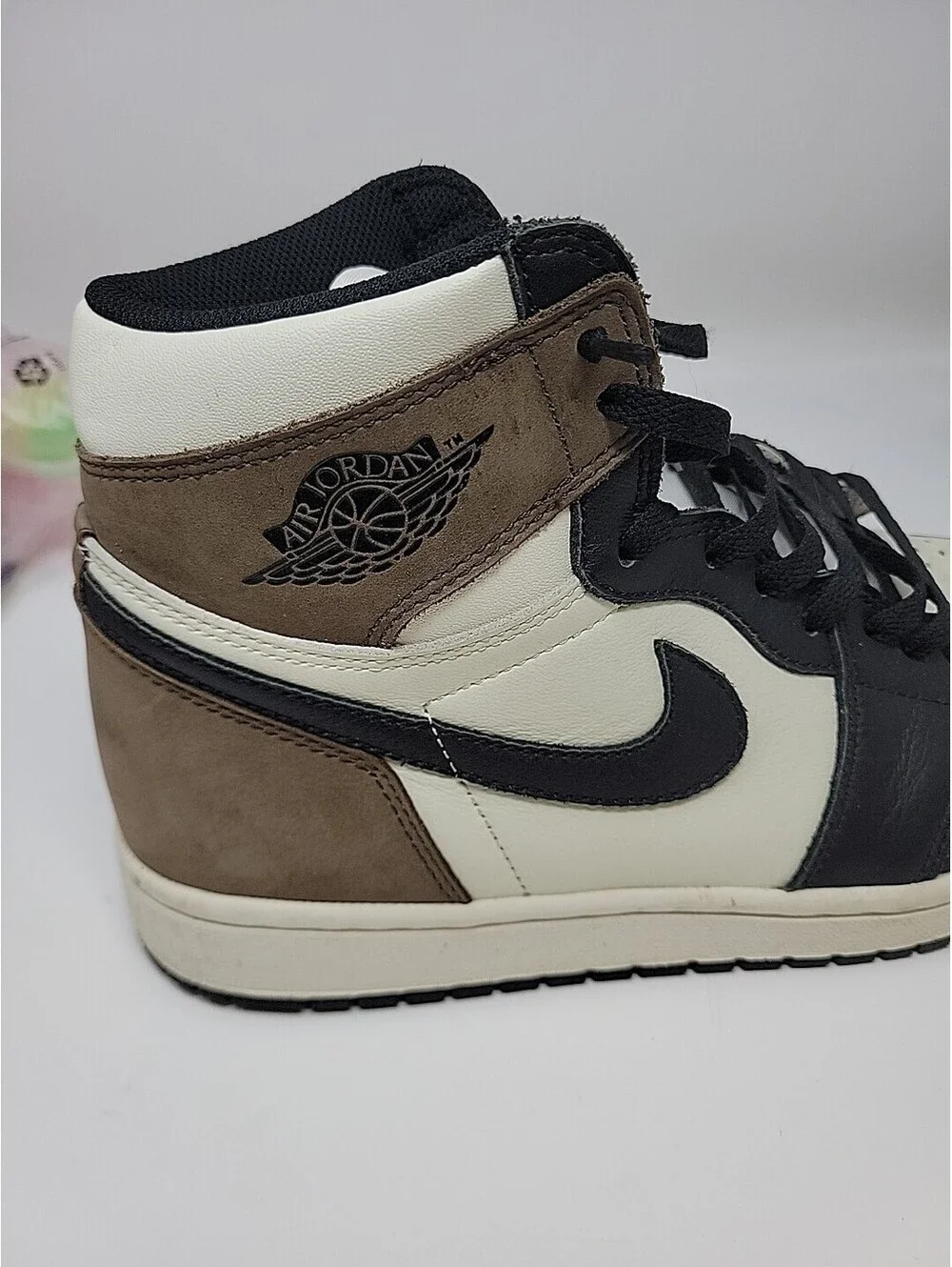 Nike Air Jordan 1 Mid Black Sail Brown Mocha Men’s Sneakers Authentic 10.5